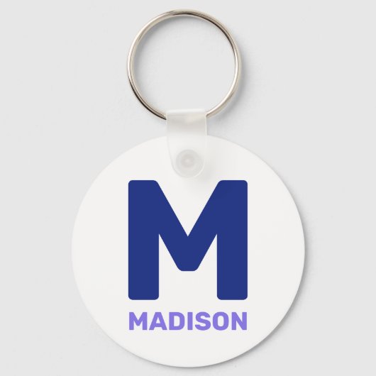 Wisconsin Flag & Flower Blue Violet Aangepaste naa Sleutelhanger (Achterkant)