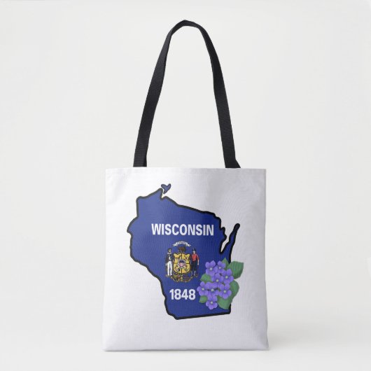 Wisconsin Flag & Flower Blue Violet Aangepaste naa Tote Bag (Voorkant)