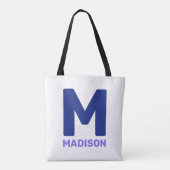 Wisconsin Flag & Flower Blue Violet Aangepaste naa Tote Bag (Achterkant)