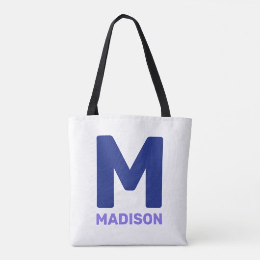 Wisconsin Flag & Flower Blue Violet Aangepaste naa Tote Bag (Achterkant)