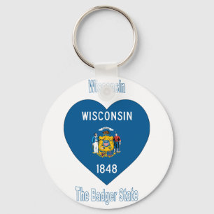 Wisconsin Flag Heart Sleutelhanger