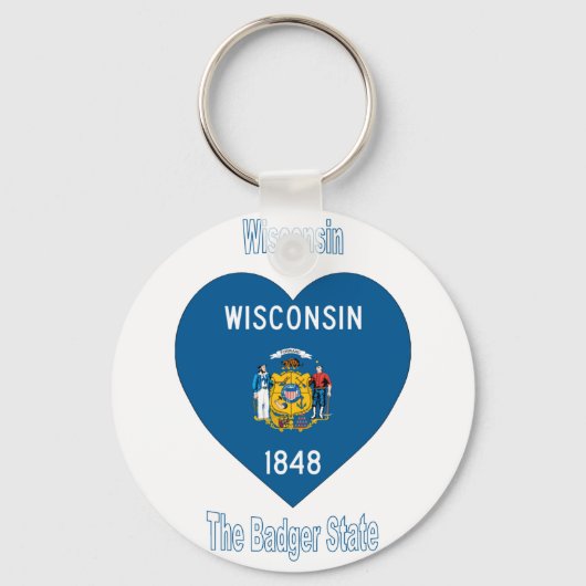 Wisconsin Flag Heart Sleutelhanger (Voorkant)