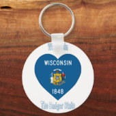 Wisconsin Flag Heart Sleutelhanger (Voorkant)