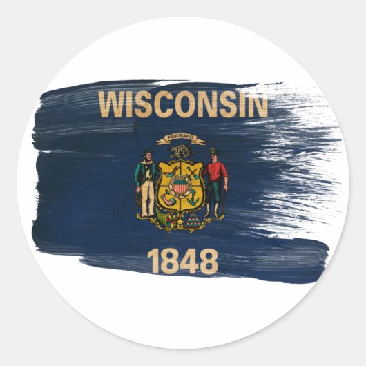 Wisconsin Flag Ronde Sticker (Voorkant)