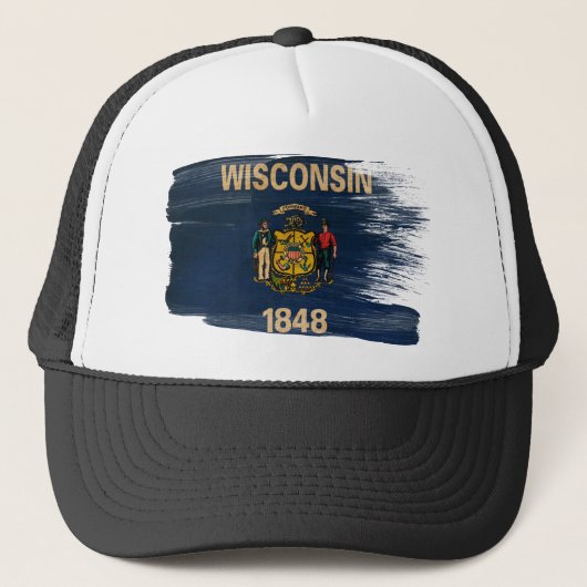 Wisconsin Flag Trucker Hat Pet (Voorkant)