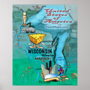 Wisconsin Fun Map Poster