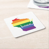 Wisconsin Gay Pride | Kaart van herkomst Kartonnen Onderzetters (Schuin)