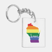 Wisconsin Gay Pride | Kaart van herkomst Sleutelhanger (Voorkant Links)