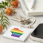 Wisconsin Gay Pride | Kaart van herkomst Sleutelhanger (Voorkant Rechts)