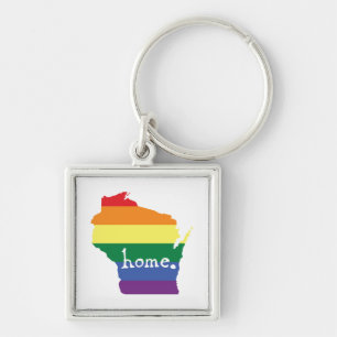 Wisconsin Gay Pride Kaart van herkomst Sleutelhanger