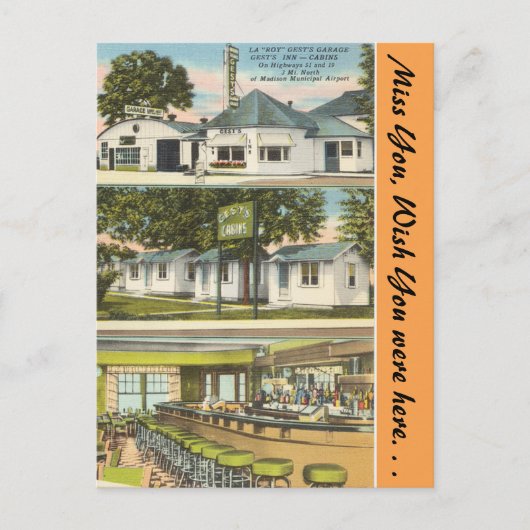 Wisconsin, Gest's Garage, Inn & Cabins, Madison Briefkaart (Voorkant)