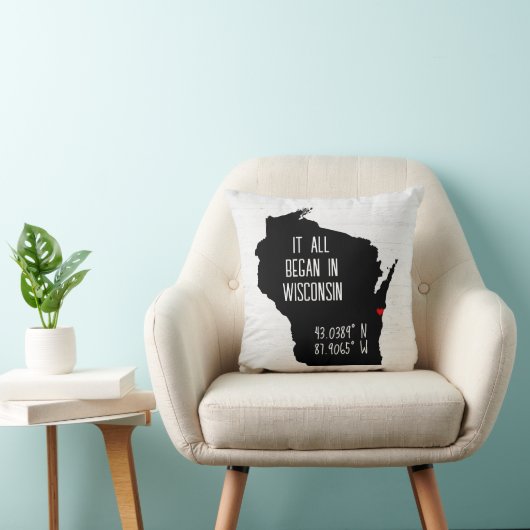 Wisconsin GPS-coördinaten met hart Kussen (Stoel)