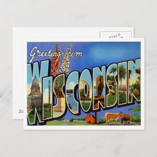 Wisconsin Greetings uit de VS Briefkaart (Voorkant / Achterkant)