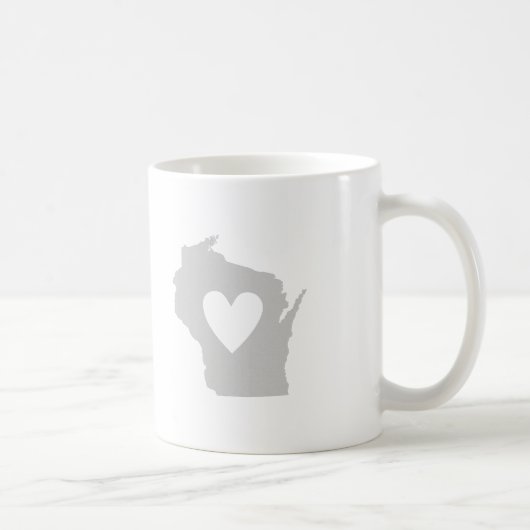 Wisconsin Grey State Map Vorm met hart Koffiemok (Rechts)