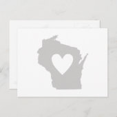 Wisconsin Grey State Map Vorm met Heart Cutout Briefkaart (Voorkant / Achterkant)