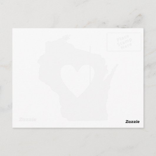 Wisconsin Grey State Map Vorm met Heart Cutout Briefkaart (Achterkant)