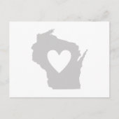 Wisconsin Grey State Map Vorm met Heart Cutout Briefkaart (Voorkant)