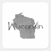 Wisconsin  Grijze Lijn Getextureerd Kalkbord Vierkante Sticker (Voorkant)