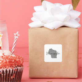 Wisconsin  Grijze Lijn Getextureerd Kalkbord Vierkante Sticker