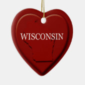 Wisconsin Heart Kaart kerstversiering Keramisch Ornament (Rechts)