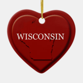 Wisconsin Heart Kaart kerstversiering Keramisch Ornament