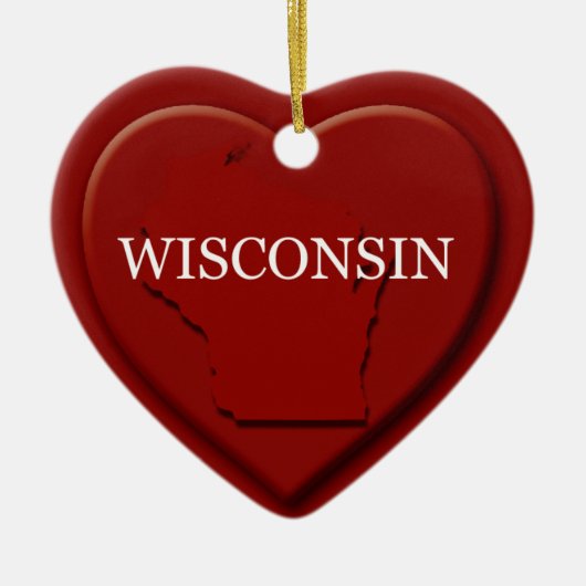 Wisconsin Heart Kaart kerstversiering Keramisch Ornament (Voorkant)