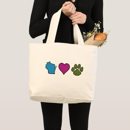 Wisconsin Hearts Animals Grote Tote Bag (Voorkant (product))