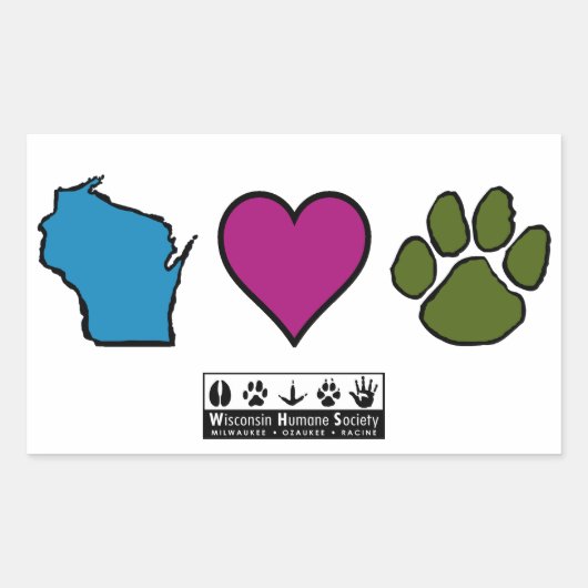 Wisconsin Hearts Dieren Rechthoekige Sticker (Voorkant)