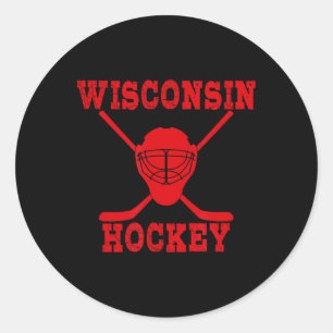 Wisconsin Hockey Merch Wisconsin Hockey Zwarte Uni Ronde Sticker
