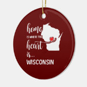 Wisconsin home is waar het hart ligt keramisch ornament (Links)