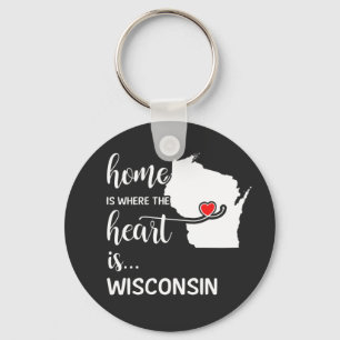 Wisconsin home is waar het hart ligt sleutelhanger