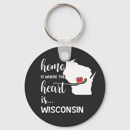 Wisconsin home is waar het hart ligt sleutelhanger (Voorkant)