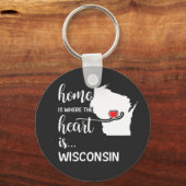 Wisconsin home is waar het hart ligt sleutelhanger (Voorkant)