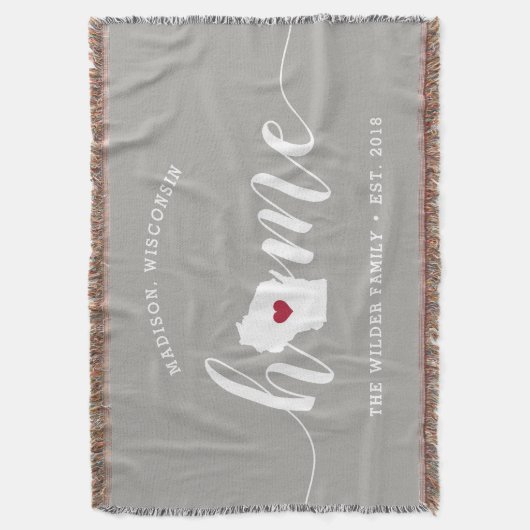 Wisconsin Home State Personalized Deken (Voorkant Verticaal)