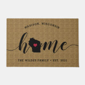 Wisconsin Home State Personalized Deurmat (Voorkant)
