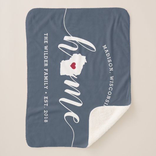 Wisconsin Home State Personalized Sherpa Deken (Voorkant)