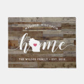 Wisconsin Home State Personalized Wood look Deurmat (Voorkant)