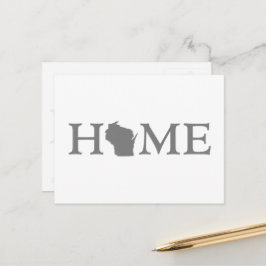 Wisconsin Home State Shaped Letter Gray Word Art Briefkaart