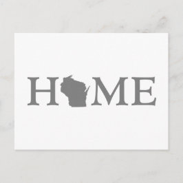 Wisconsin Home State Shaped Letter Gray Word Art Briefkaart