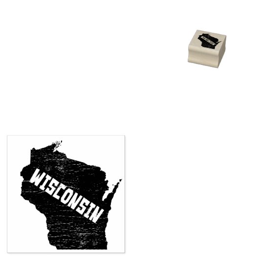 Wisconsin Home  Verstoorde Kaart Silhouette Rubberstempel (Gestempeld)