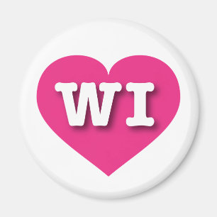 Wisconsin Hot Pink Heart - Ik hou van WI Magneet