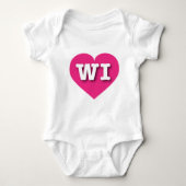 Wisconsin Hot Pink Heart - Ik hou van WI Romper (Voorkant)