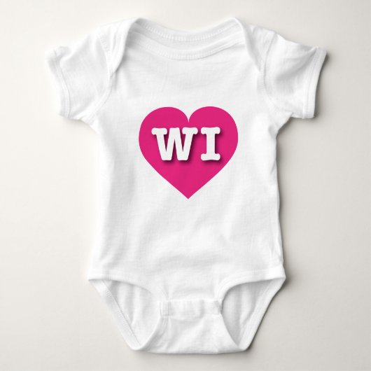 Wisconsin Hot Pink Heart - Ik hou van WI Romper (Voorkant)