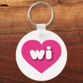 Wisconsin hot roze hart - Ik hou van wi Sleutelhanger (Voorkant)