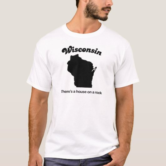 Wisconsin - Huis op rots T-shirt (Voorkant)