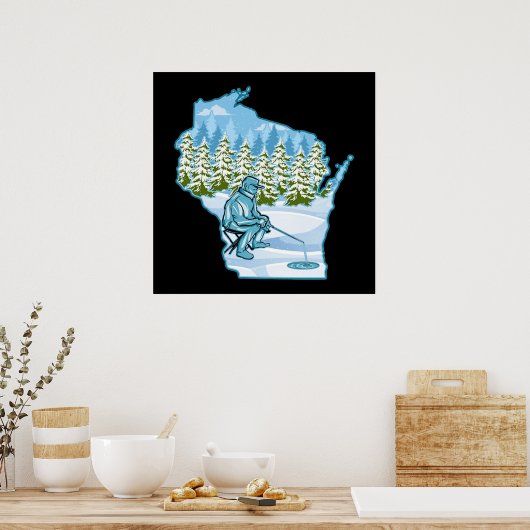 Wisconsin Ice Fishing State Poster (Keuken)