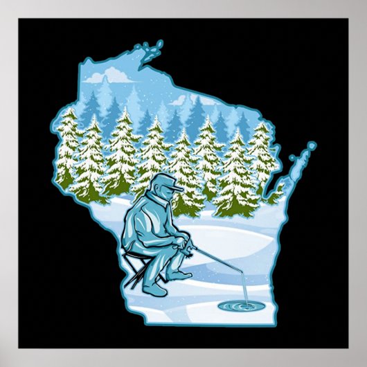 Wisconsin Ice Fishing State Poster (Voorkant)
