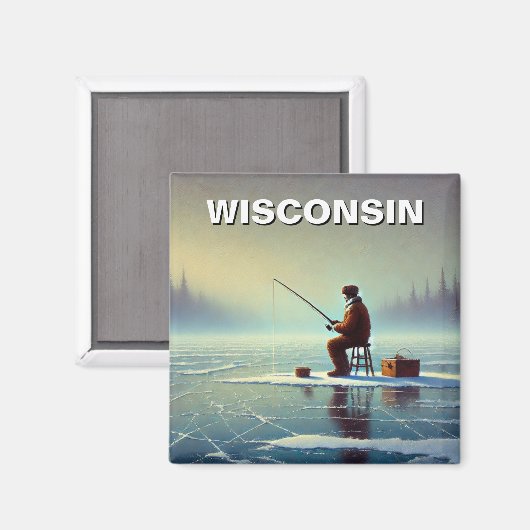 Wisconsin Ice Vissen Magneet (Voorkant / Achterkant)