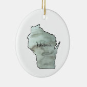 Wisconsin Illustratie Schilderij Keramische Orname Keramisch Ornament (Rechts)