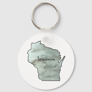 Wisconsin Illustratie Schilderij Outline Sleutelhanger